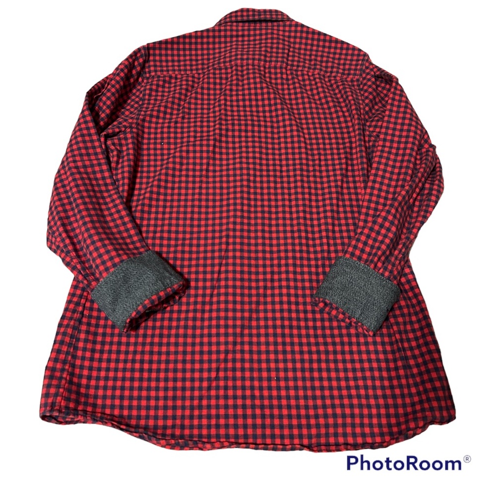 EUC Nordstrom Men’s Shop Red & Blue Checkered Flannel Button Down Size Medium - Picture 2 of 4